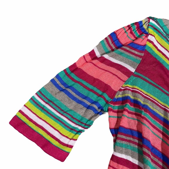 Multicolor Striped Wrap Tie Rainbow Cardigan - Picture 9 of 12